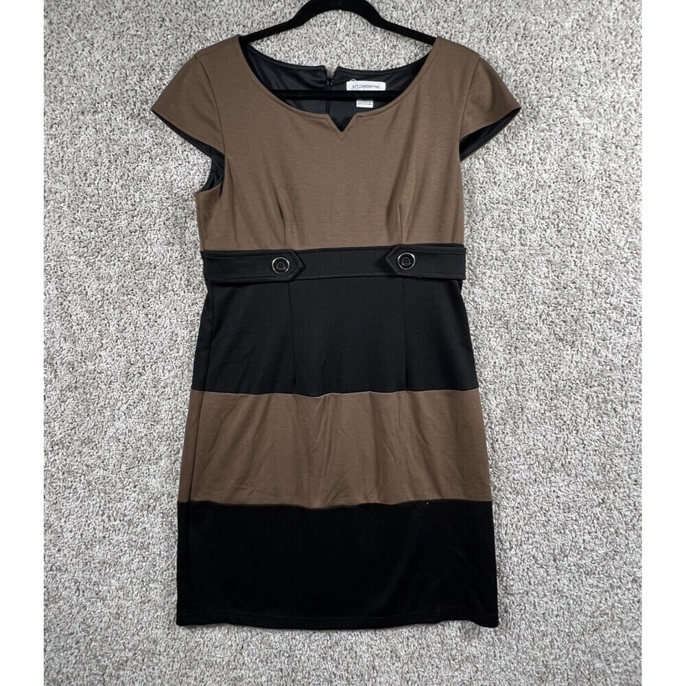 LIZ CLAIBORNE. Sz 10. Bust 35"? Color Block Cap Sleeve Dress. Zip back. B18--